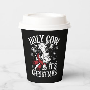 Holy Cow It's Christmas Funny Cow Lover Farm  Paper Cups