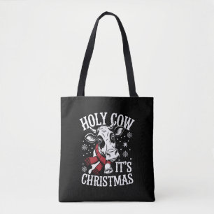 Holy Cow It's Christmas Funny Cow Lover Farm  Tote Bag
