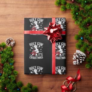 Holy Cow It's Christmas Funny Cow Lover Farm Wrapping Paper