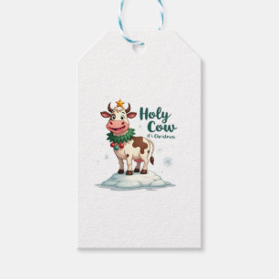 Holy Cow Its Christmas I Xmas Cow T-Shirt (2) Gift Tags