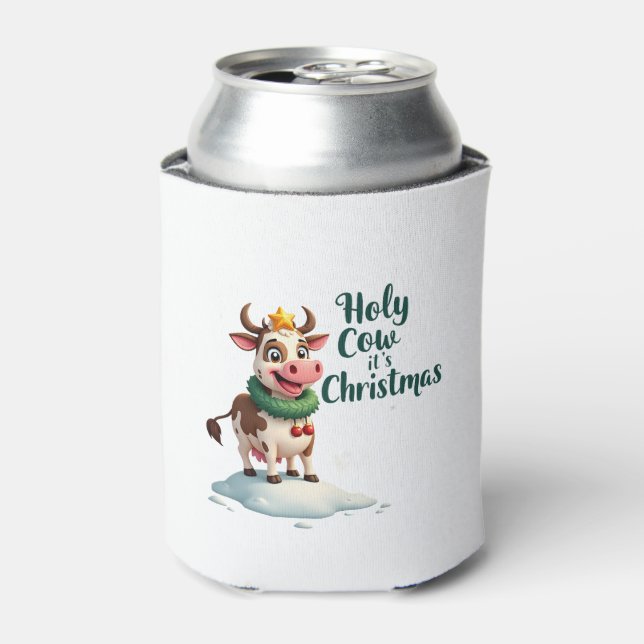 Holy Cow Its Christmas I Xmas Cow T-Shirt (3) Can Cooler (Can Front)