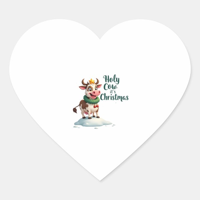 Holy Cow Its Christmas I Xmas Cow T-Shirt (3) Heart Sticker (Front)