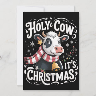 Holy Cow It's Xmas Funny Cow Lover Farm Animal Holiday Card