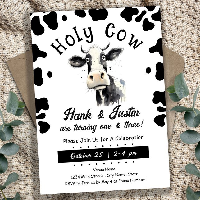 Holy Cow Kids Double Birthday Invitation (Creator Uploaded)