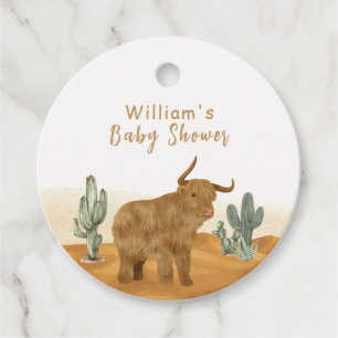 Holy Cow minimal Boho Cactus Desert Baby Shower Favour Tags