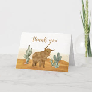 Holy Cow Minimal Boho Cactus Desert Baby Shower  Thank You Card