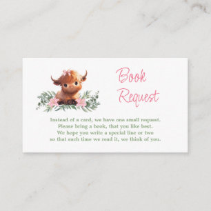 HOLY COW MODERN PINK BABY SHOWER BOOK REQUEST ENCLOSURE CARD