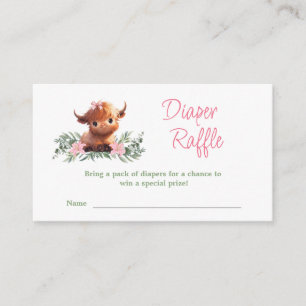 HOLY COW MODERN PINK BABY SHOWER DIAPER RAFFLE ENCLOSURE CARD