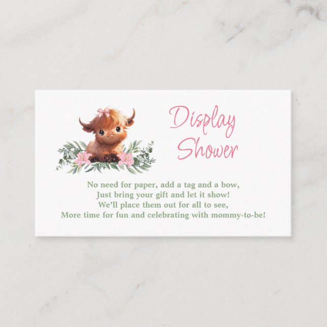 HOLY COW MODERN PINK BABY SHOWER DISPLAY SHOWER ENCLOSURE CARD (Front)