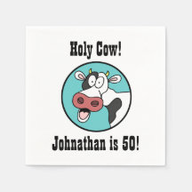 Holy Cow Personalised 50th Birthday Party Napkins