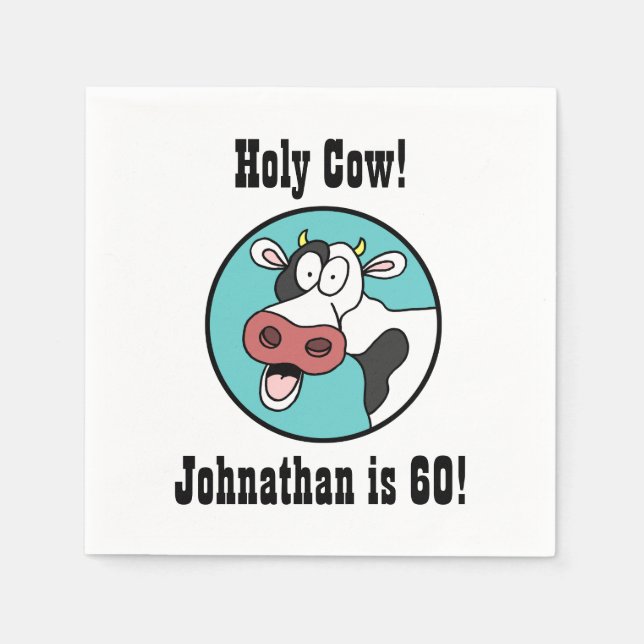 Holy Cow Personalised 60th Birthday Party Napkins (Front)