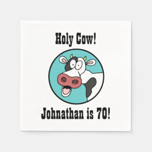 Holy Cow Personalised 70th Birthday Party Napkins