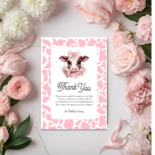 Holy Cow Pink Baby Shower Thank You Card