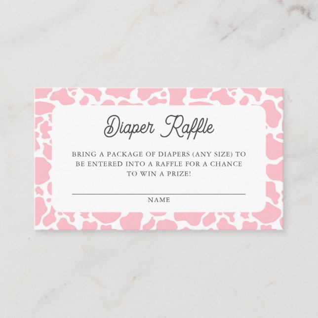 Holy Cow Pink Boho Baby Shower Diaper Raffle  Enclosure Card (Front)