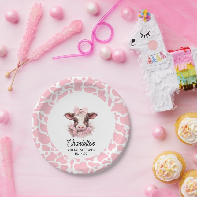 Holy Cow Pink Boho Baby Shower  Paper Plate (Party)