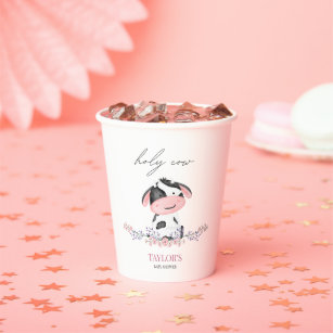 Holy cow Pink Farm Western Baby Shower Calf Paper Cups