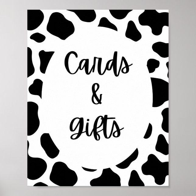 Holy Cow Print Birthday Cards and Gifts Table Sign (Front)
