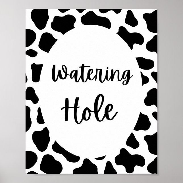 Holy Cow Print Birthday Watering Hole Sign Poster (Front)