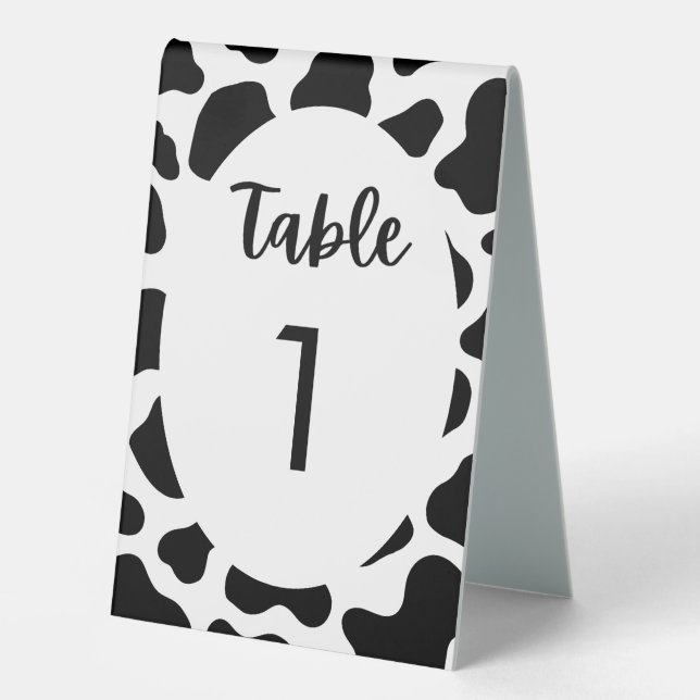 Holy Cow Print Cow Themed Party Table Number (Front)