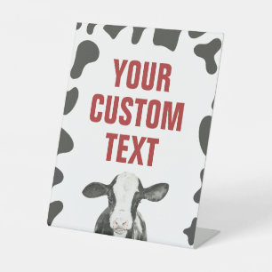 Holy Cow red 1st Birthday  Pedestal Sign