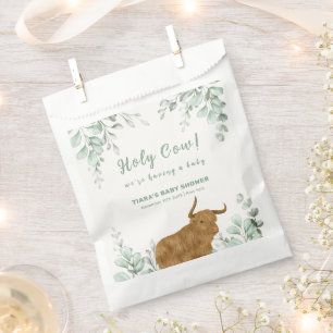 Holy Cow Rustic Boho Greenery Baby Shower  Favour Bags