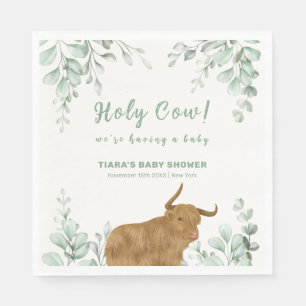 Holy Cow Rustic Boho Greenery Baby Shower Napkin