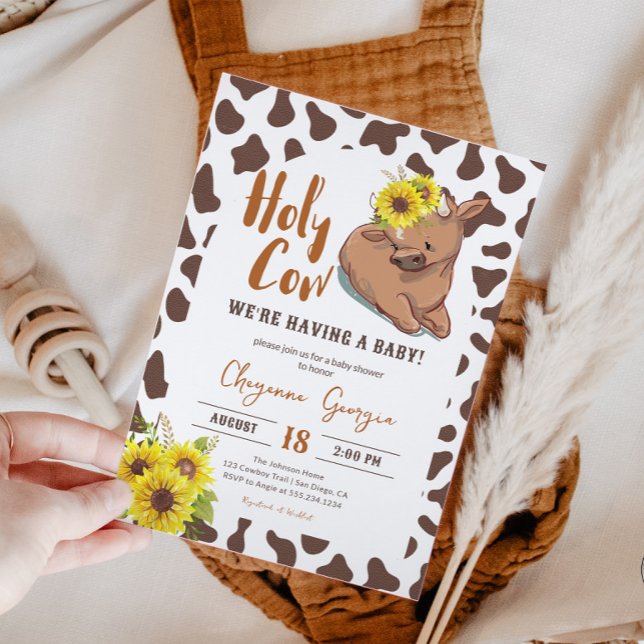 Holy Cow Rustic Country Farm Animal Baby Shower Invitation (Creator Uploaded)