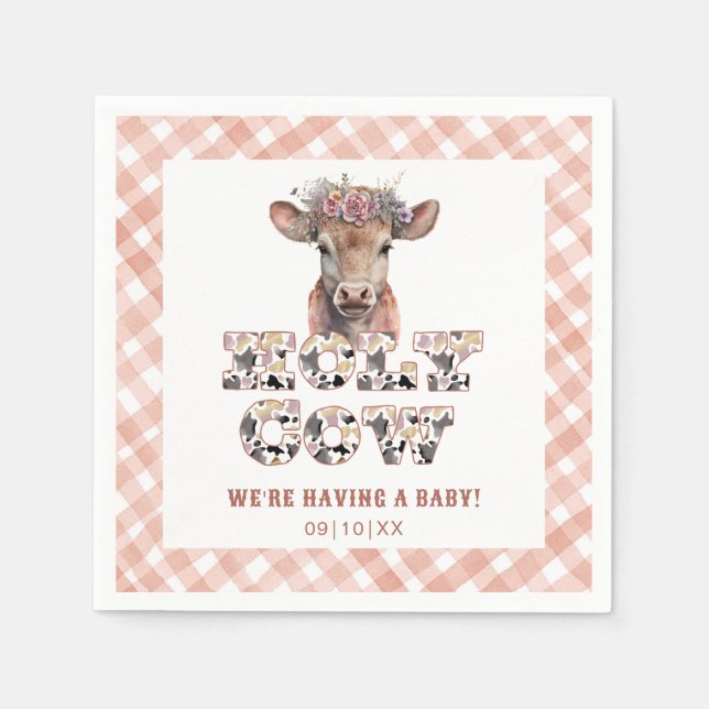 Holy Cow Rustic Plaid Baby Shower Napkins (Front)
