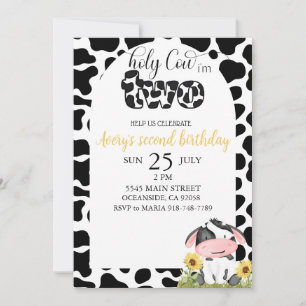 Holy Cow Second Birthday Invitation