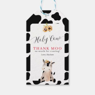 Holy Cow Thank Moo Sunflower Birthday Gift Tags