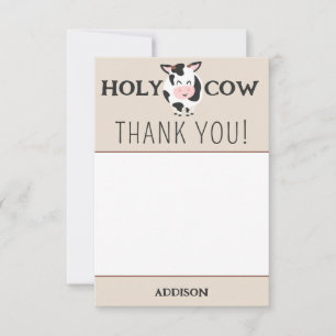 Holy Cow Thank You Farm Animal Party Card