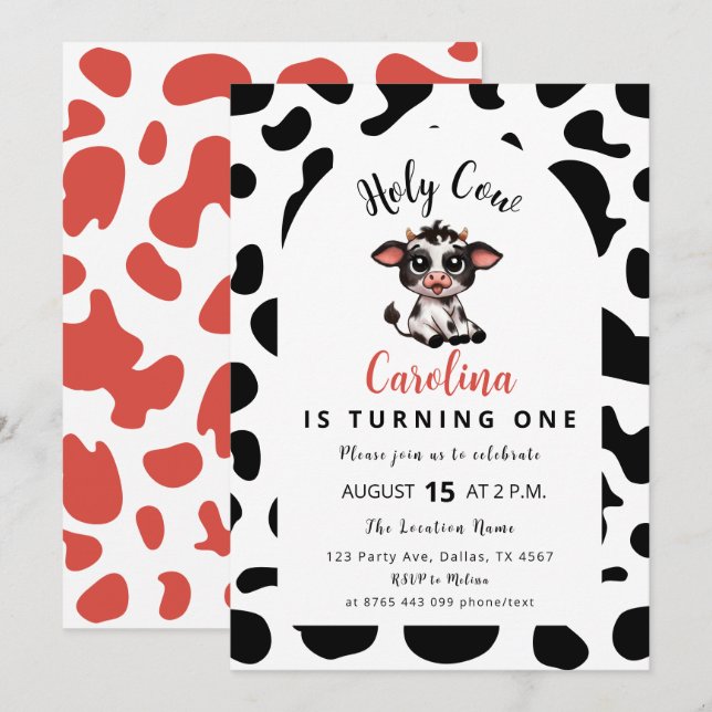 Holy Cow Turning One Holiday Card (Front/Back)