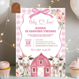 Holy Cow Twins Baby Shower Invitation