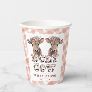 Holy Cow Twins Rustic Plaid Baby Shower Paper Cups