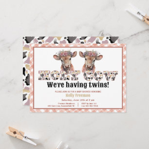 Holy Cow Twins Western Baby Shower Invitation