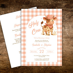 Holy Cow We're Having a Baby Rustic with Details  Invitation