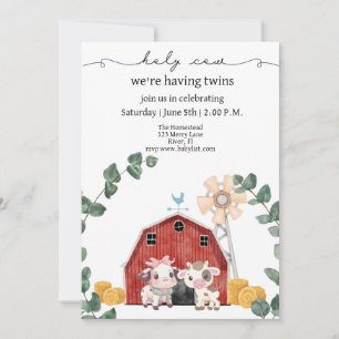 Holy Cow, we're having twins baby shower Invitation