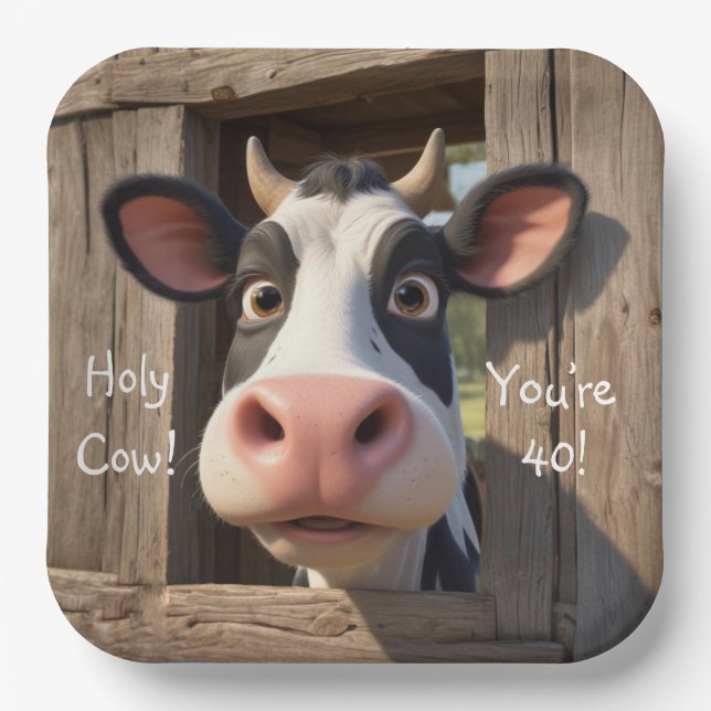 Holy Cow You’re 40 Paper Plate (Front)