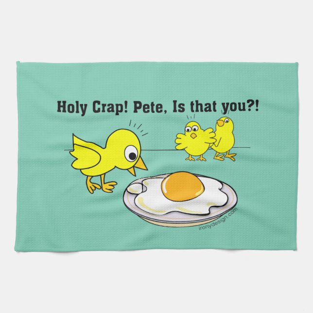Holy Crap! Pete Humour Tea Towel (Horizontal)