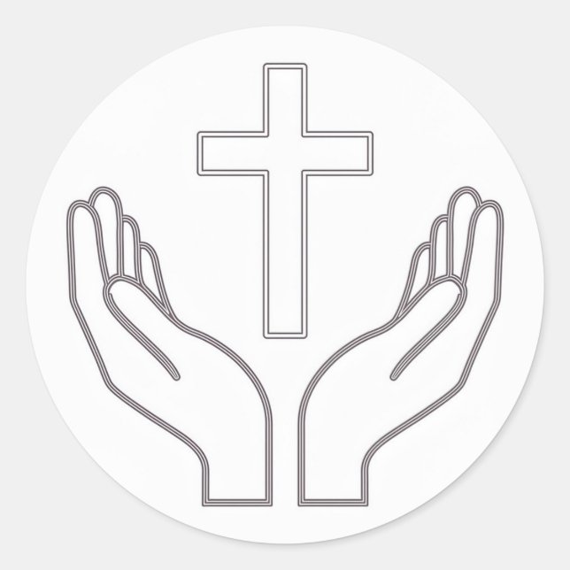 Holy Cross and Prayer Classic Round Sticker (Front)