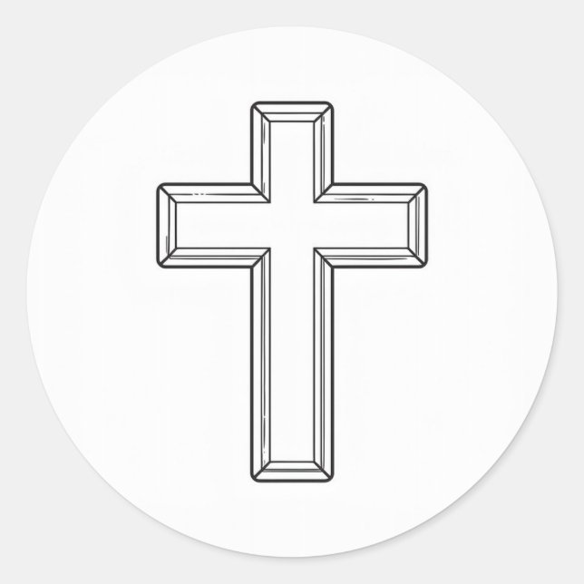 Holy Cross and Prayer Classic Round Sticker (Front)