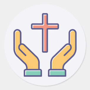 Holy Cross and Prayer Classic Round Sticker