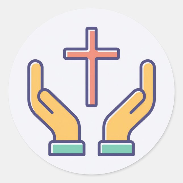 Holy Cross and Prayer Classic Round Sticker (Front)