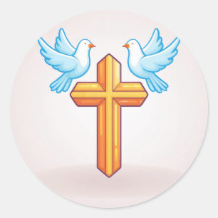 Holy Cross and Prayer Classic Round Sticker