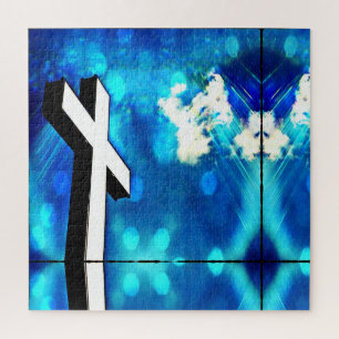 Holy Cross Blue Sky Sparkle Jigsaw Puzzle