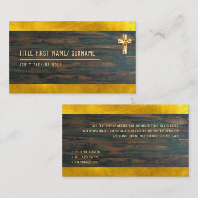Holy Cross Christian Faith Deacon Pastor Clergy   Business Card (Front/Back)