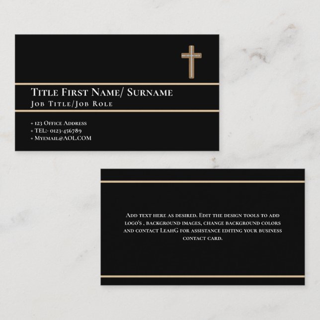 Holy Cross Christian Faith Worship Church Clergy   Business Card (Front/Back)