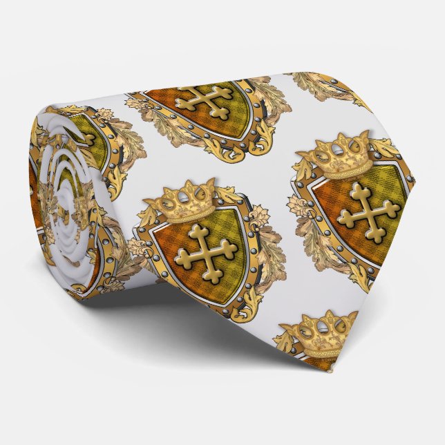 Holy Cross Family Crest Shield surname Tie (Rolled)