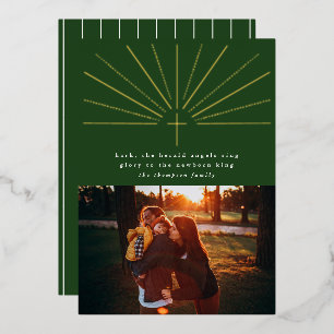 Holy Cross Green Foil Christmas Photo Card