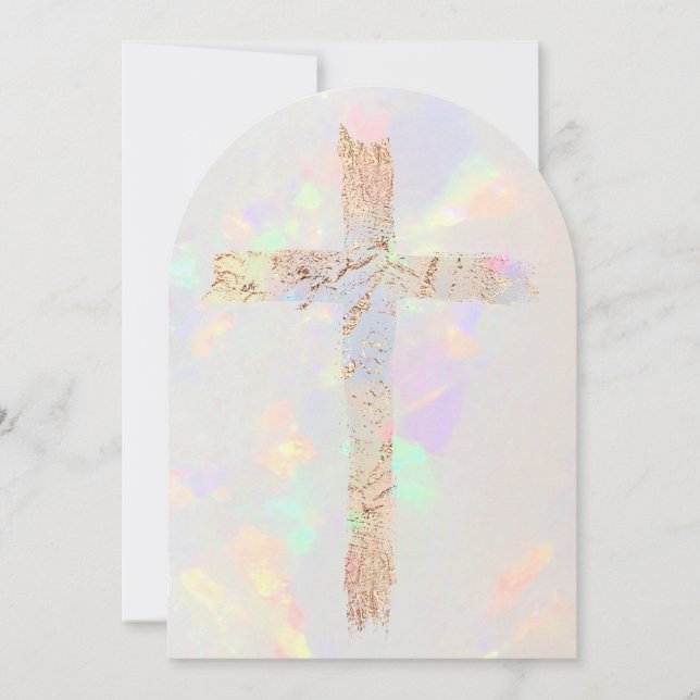  holy cross opal design Baptism Invitation (Front)
